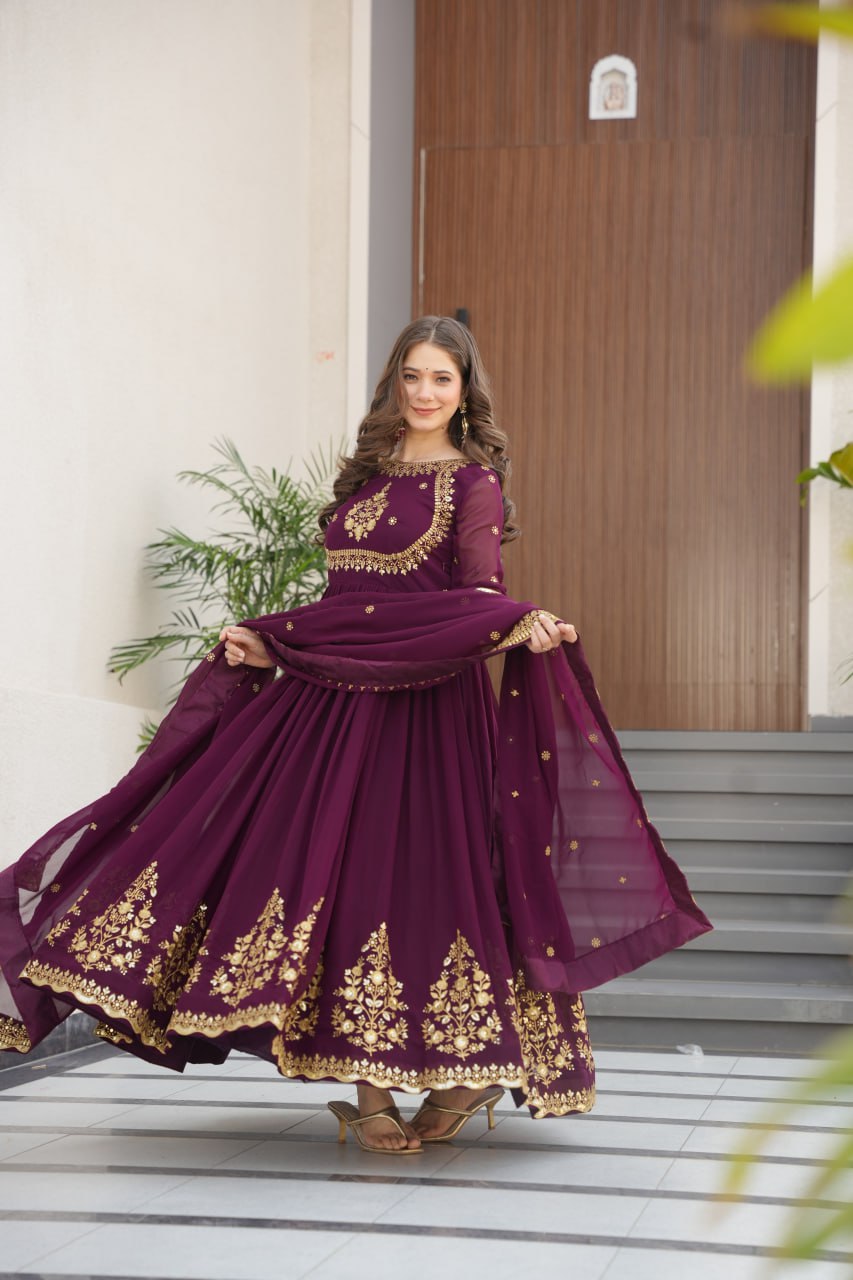 Exquisite Designer Gown with Dupatta – Limited Edition 2025