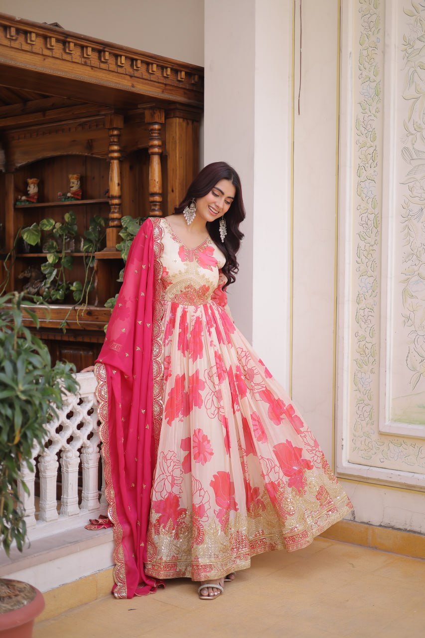 Premium Ready-to-Wear Gown with Matching Dupatta Set