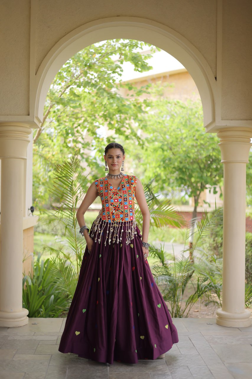 RangBhoomi Navratri Festive Cora Cotton Lehenga Set with Embroidered Blouse