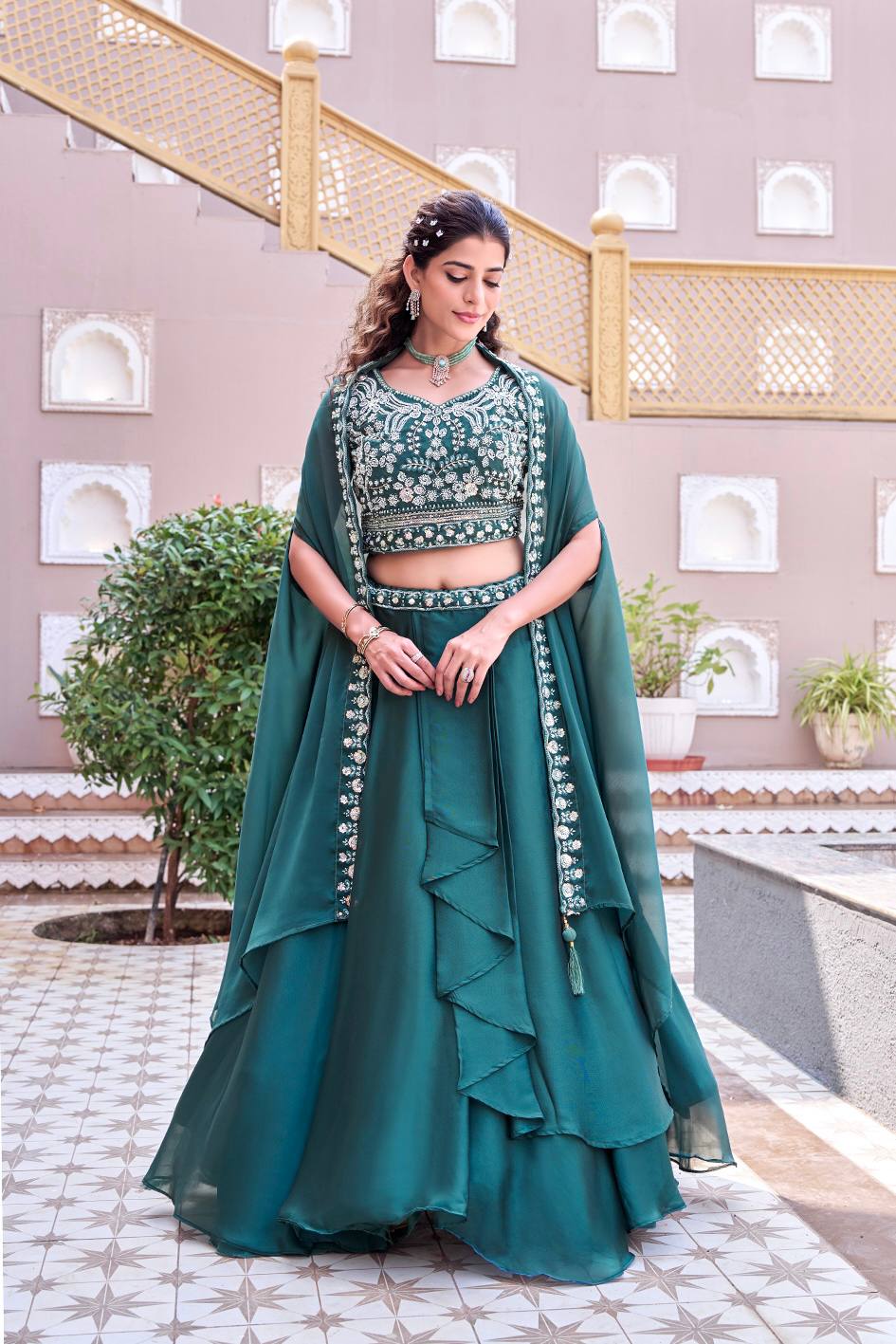 RangBhoomi Exclusive Wedding Special Lehenga Choli Set in Pure Rangoli Silk with Heavy Embroidery and Sequence Detailing