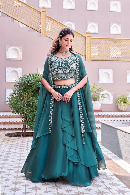 RangBhoomi Exclusive Wedding Special Lehenga Choli Set in Pure Rangoli Silk with Heavy Embroidery and Sequence Detailing