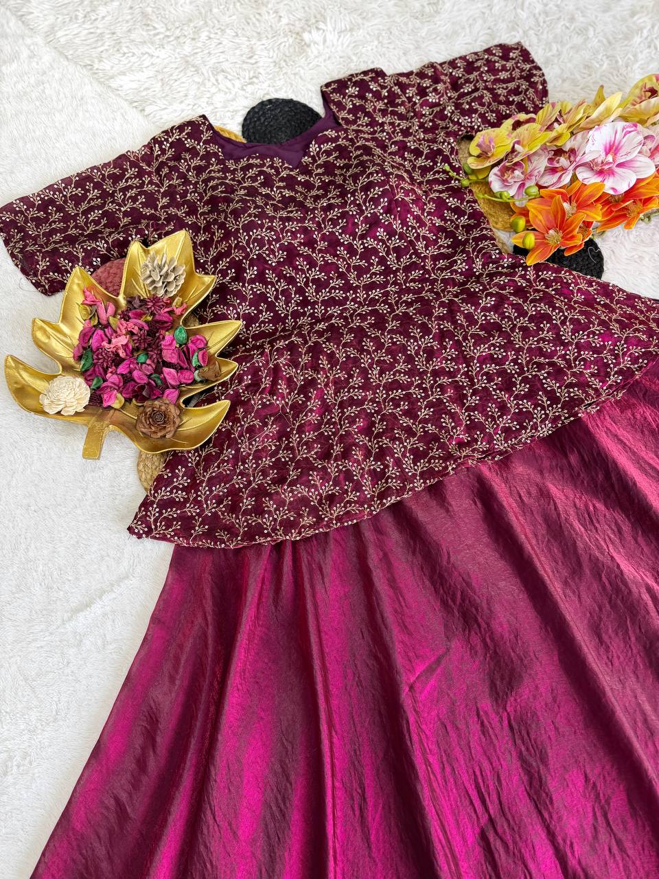 RangBhoomi Sequined Peplum Lehenga Choli – Full Stitched Festive Set