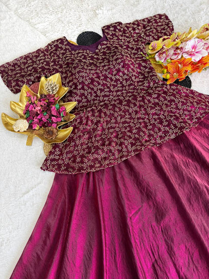 RangBhoomi Sequined Peplum Lehenga Choli – Full Stitched Festive Set