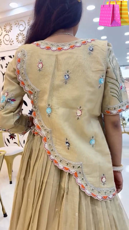 Rangbhoomi Festive Embroidered Crop Top with Lehenga, Jacket & Dupatta