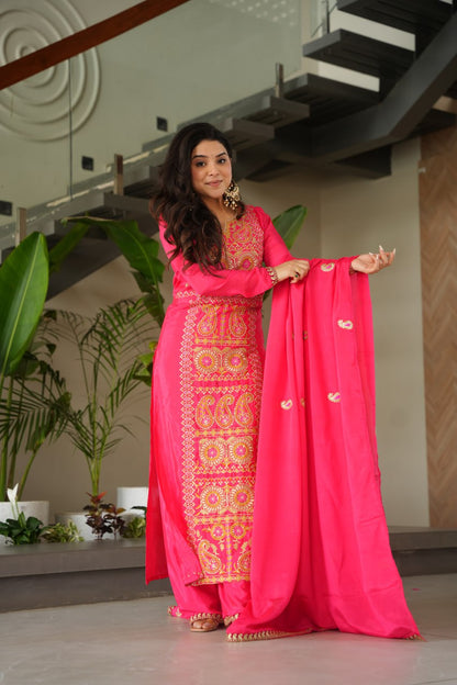 RangBhoomi Elegant Ready-to-Wear Top, Pant, and Dupatta Set with Intricate Multi-Thread Embroidery 2026 Collection