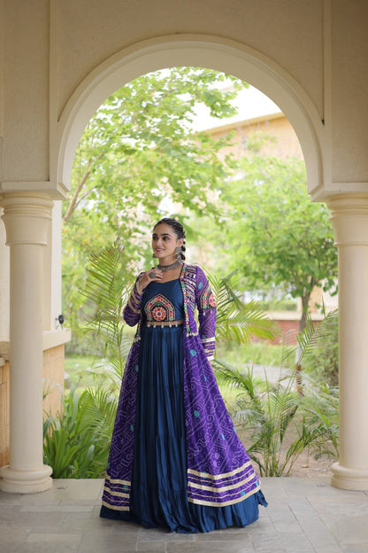 RangBhoomi Navratri 2026 Rayon Lehenga Set with Bandhani Shrug — Full-Stitched Festive Ensemble