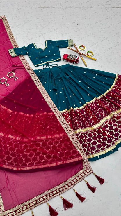 RangBhoomi Tapi Creation Vintage Navratri Lehenga Choli - 6m Flair, Fox Georgette