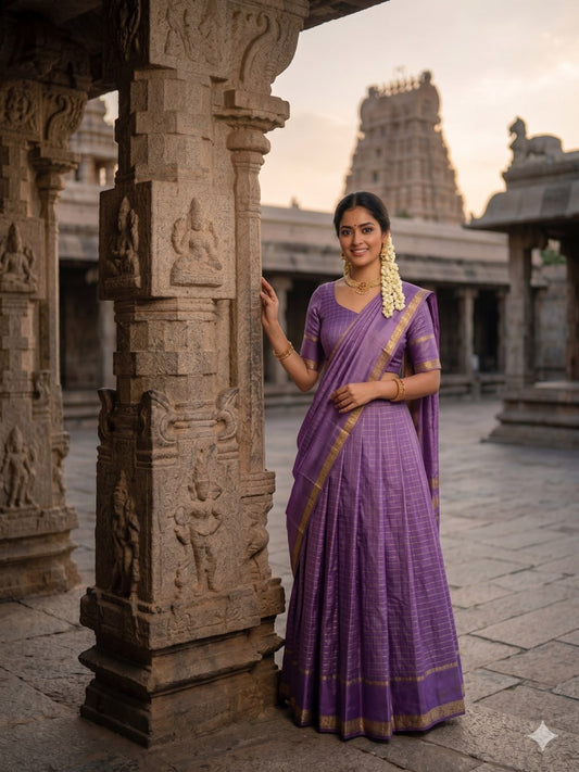 Elegant Pure Viscose Georgette Lehenga Choli Set with Zari Weaving and Hand-Dyed Chex Pattern