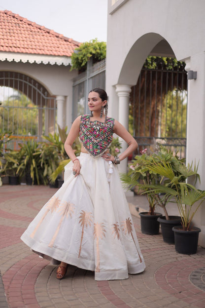 RangBhoomi Navratri Lehenga Choli Collection 2026 — Roman Fabric with Kutchi Embroidery
