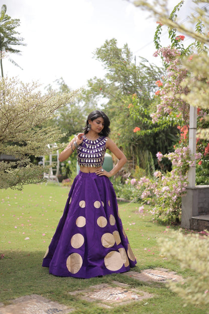 RangBhoomi Navratri Roman-Silk Lehenga Choli Set — Full-Stitched Festive Ensemble