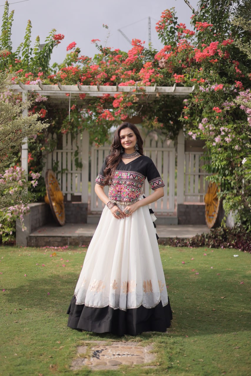 RangBhoomi Navratri Lehenga Choli Collection 2026 — Lotus Mirror Embroidered Set
