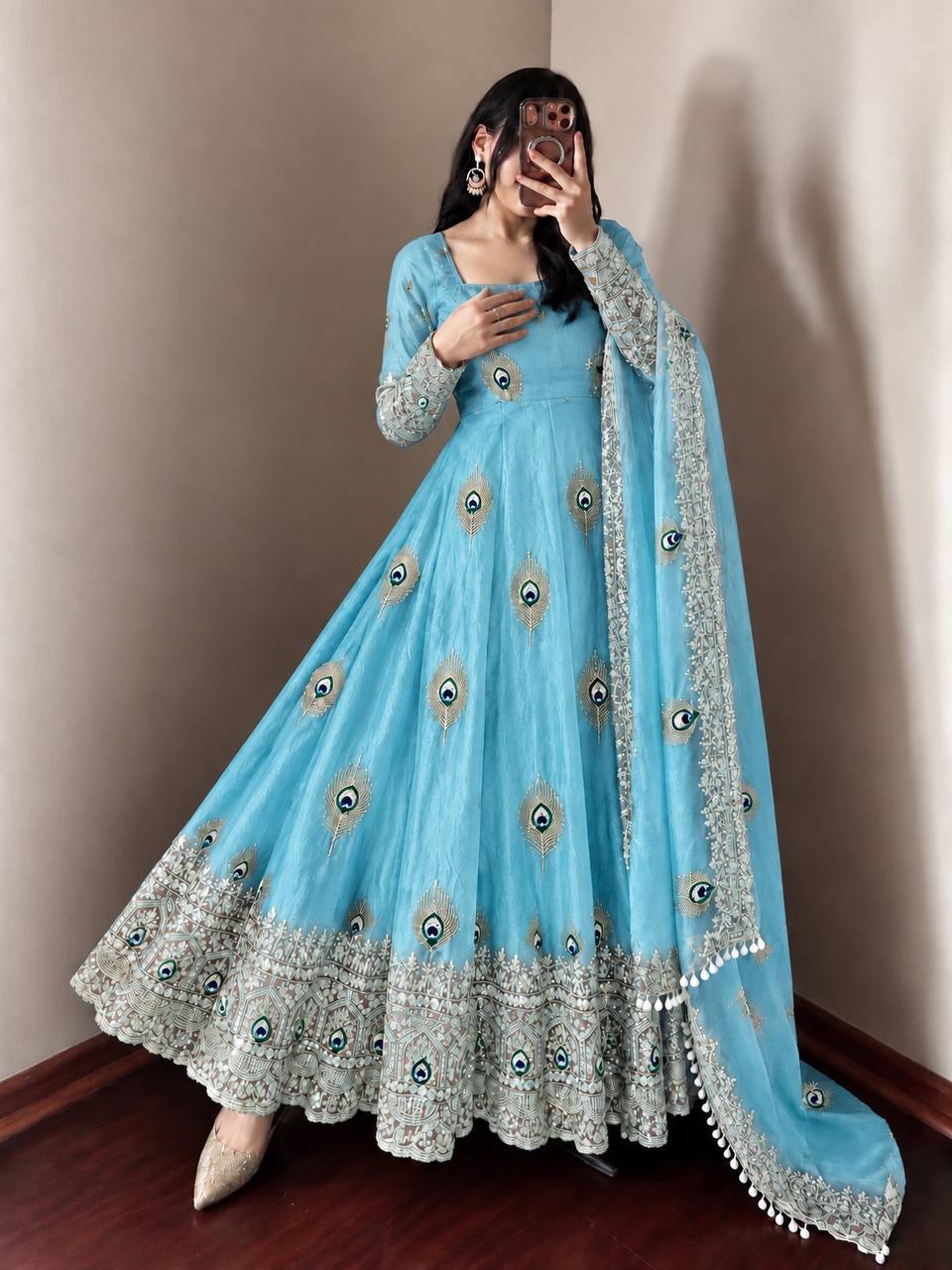 RangBhoomi Fendy Silk Gown with Fully Flair