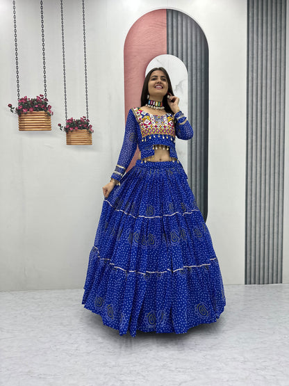 Exclusive 9-Meter Flair Navratri Special Lehenga Choli by RangBhoomi – Pure Fox Georgette with Elegant Thread Embroidery