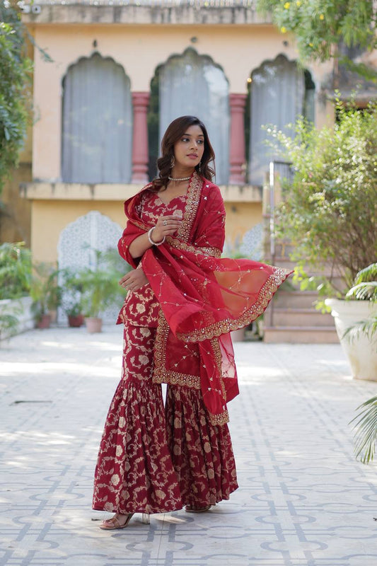Exquisite Designer Ready-Made Gharara Suit