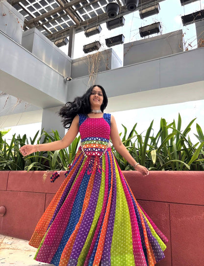 RangBhoomi Navratri Special Big Flair Lehenga Choli – Georgette & Cotton Blend