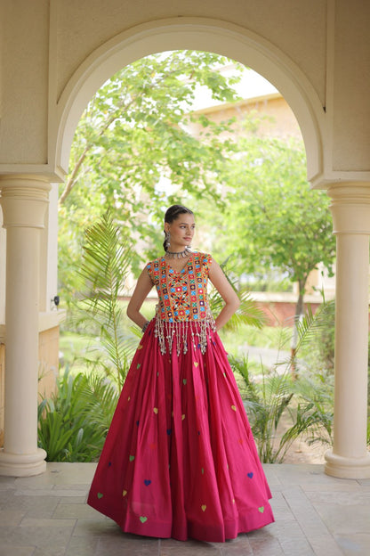 RangBhoomi Navratri Festive Cora Cotton Lehenga Set with Embroidered Blouse
