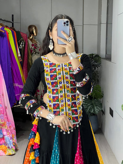 Ethnic Women's Lehenga Set with Traditional Embroidered Top – Multicolor Navratri Collection 2025