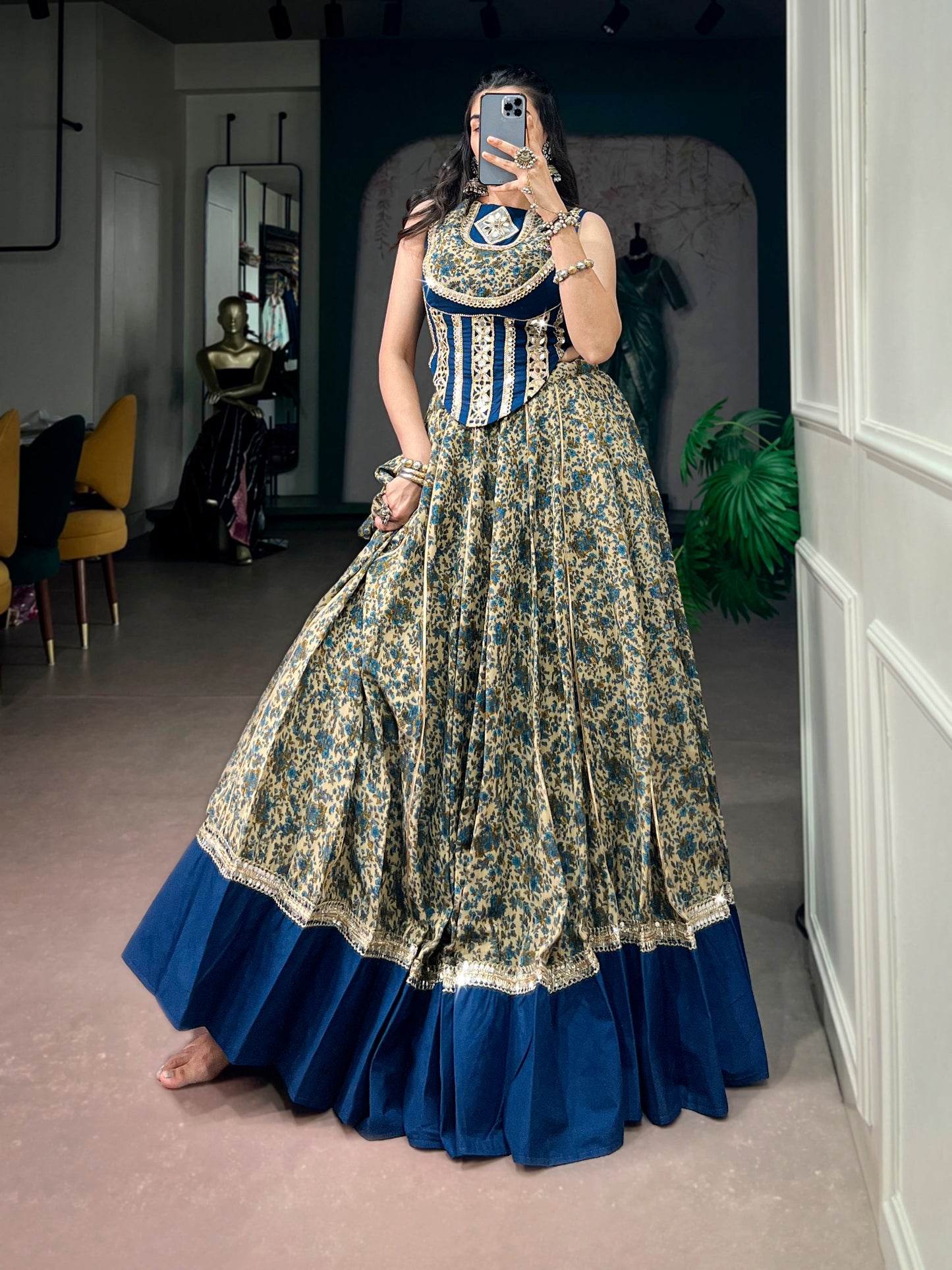 RangBhoomi Embroidered Mirror Lehenga Set — Navratri Collection 2026