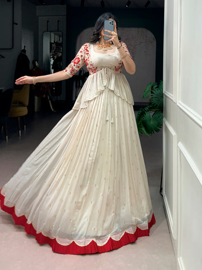 Elegant Chocolate Silk Co-ord Lehenga Set with Sequins and Thread Embroidery