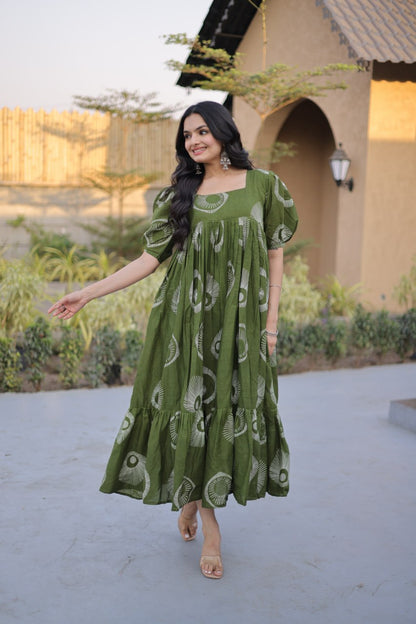 RangBhoomi Premium Designer Ready-to-Wear Kurti Collection 2026 - Elegant Printed Cotton with Puff Sleeves and Fancy Square Neck