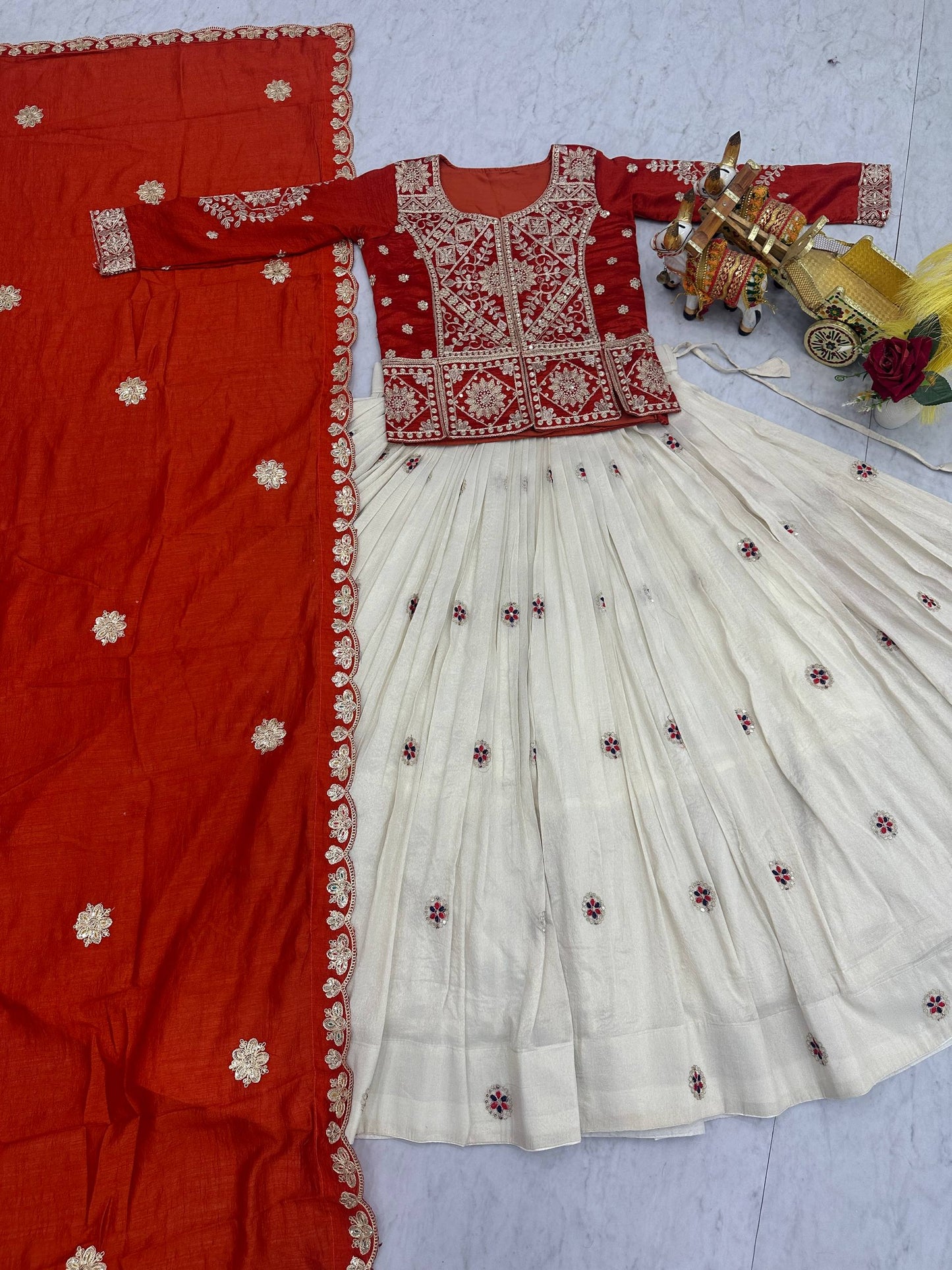 RangBhoomi Elegant Festival Lehenga Choli Set with Heavy Embroidery & Pure Silk Fabric