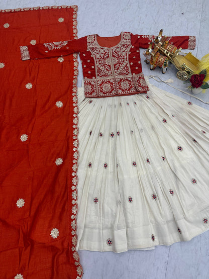 RangBhoomi Elegant Festival Lehenga Choli Set with Heavy Embroidery & Pure Silk Fabric