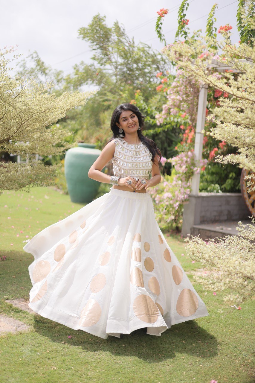RangBhoomi Navratri Roman-Silk Lehenga Choli Set — Full-Stitched Festive Ensemble