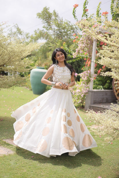 RangBhoomi Navratri Roman-Silk Lehenga Choli Set — Full-Stitched Festive Ensemble