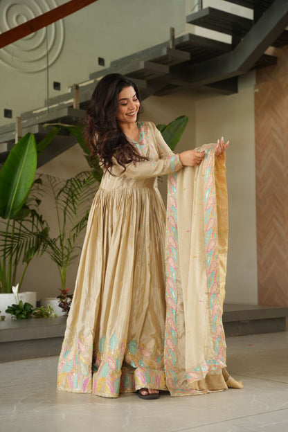 Embroidered Grace Gown & Dupatta – Luxe Fusion Wear for Modern Elegance