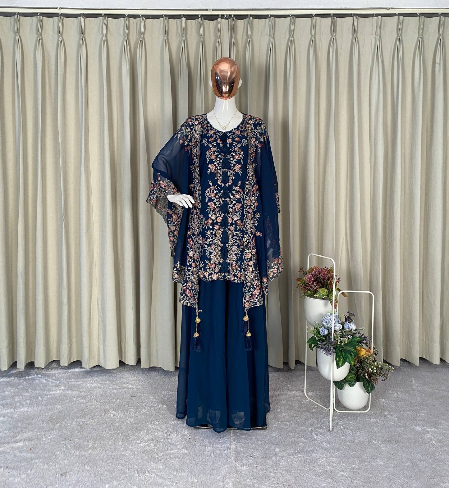 Elegant Designer Kurta and Palazzo Set with Sequined Embroidered Shrug in Luxurious Faux Georgette Fabric