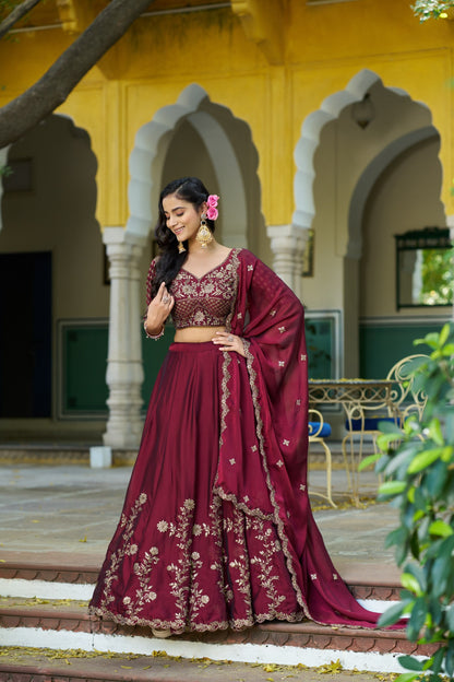 RangBhoomi Elegant Festive Lehenga Set with Rangoli Silk, Sequins, and Thread Embroidery