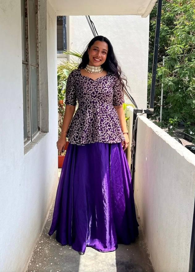 RangBhoomi Sequined Peplum Lehenga Choli – Full Stitched Festive Set