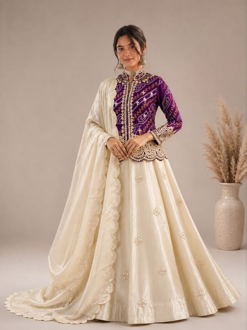 RangBhoomi Embroidered Sequence Jacket and Lehenga Choli - Ready to Wear Festive Set