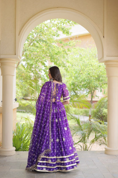 RangBhoomi Four-Color Faux Georgette Bandhej Lehenga Choli Set with Dupatta