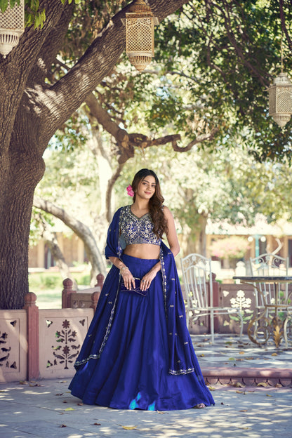 Elegant P.C. Kashmiri Lehenga with Tube Beads, Sequins, and Thread Embroidery for Festive Glamour