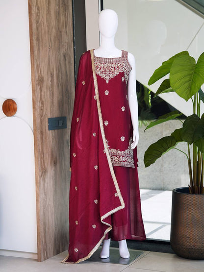 Designer Fusion Style Luxury Edition – Elegant 2-Tone Ensemble with Embroidery and Sequins