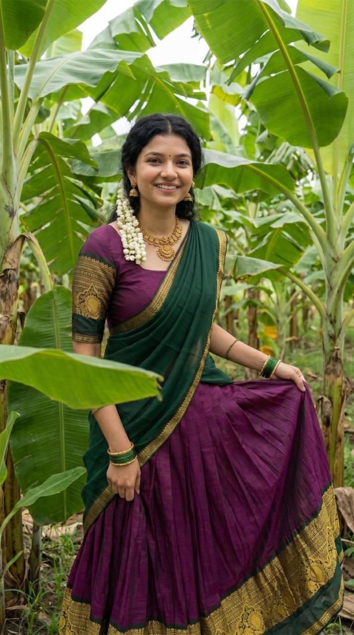 RangBhoomi Exclusive South Indian Kanjivaram Silk Lehenga Set with Georgette Dupatta and Zari Weaving