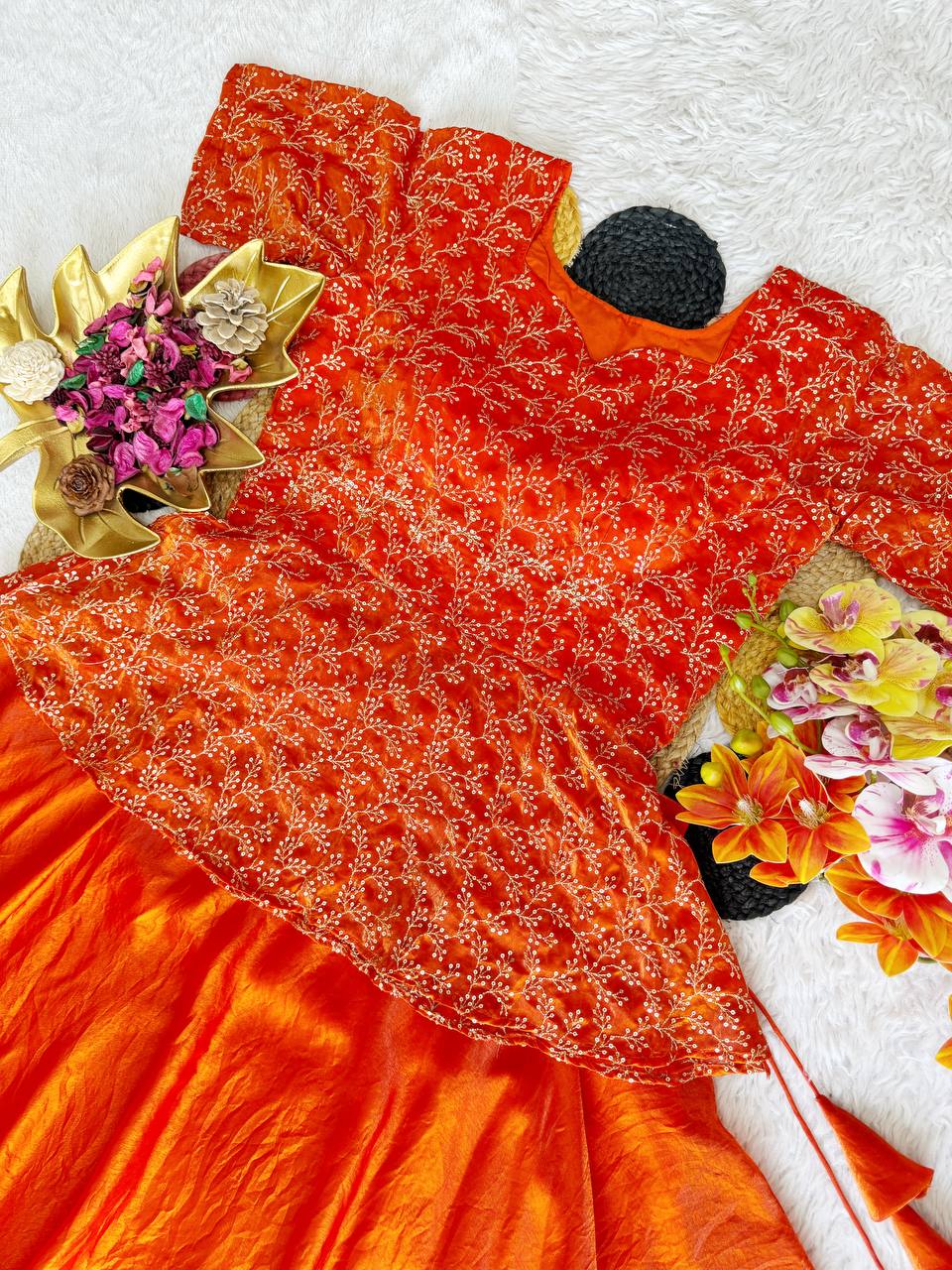RangBhoomi Sequined Peplum Lehenga Choli – Full Stitched Festive Set