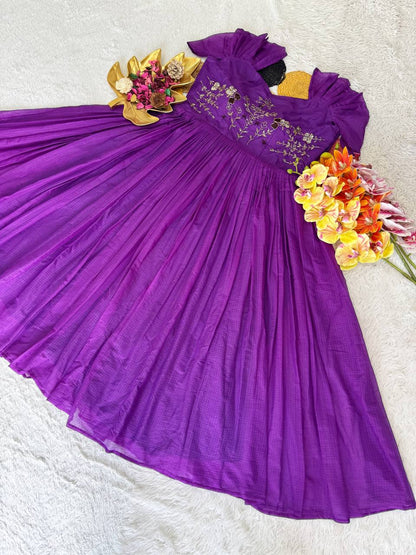 Summer Special Maggam Embroidered Kota Check Gown – Elegant Festive Wear by RangBhoomi