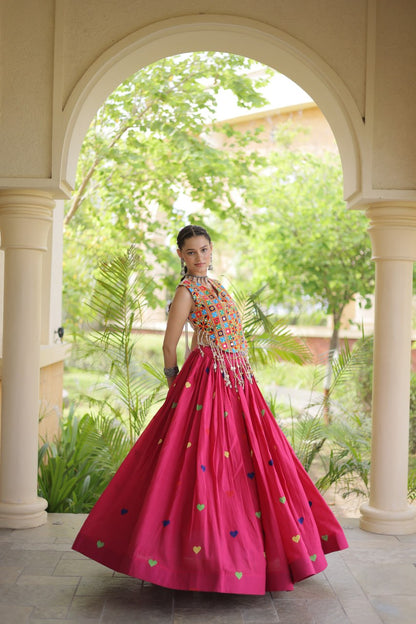 RangBhoomi Navratri Festive Cora Cotton Lehenga Set with Embroidered Blouse