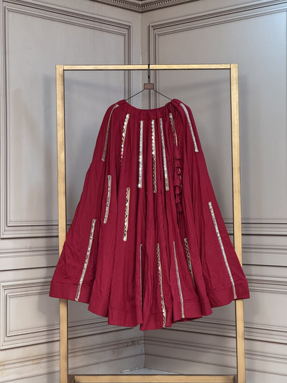 RangBhoomi Full-Stitched Rayon Lehenga with Multi Mirror Lace Work