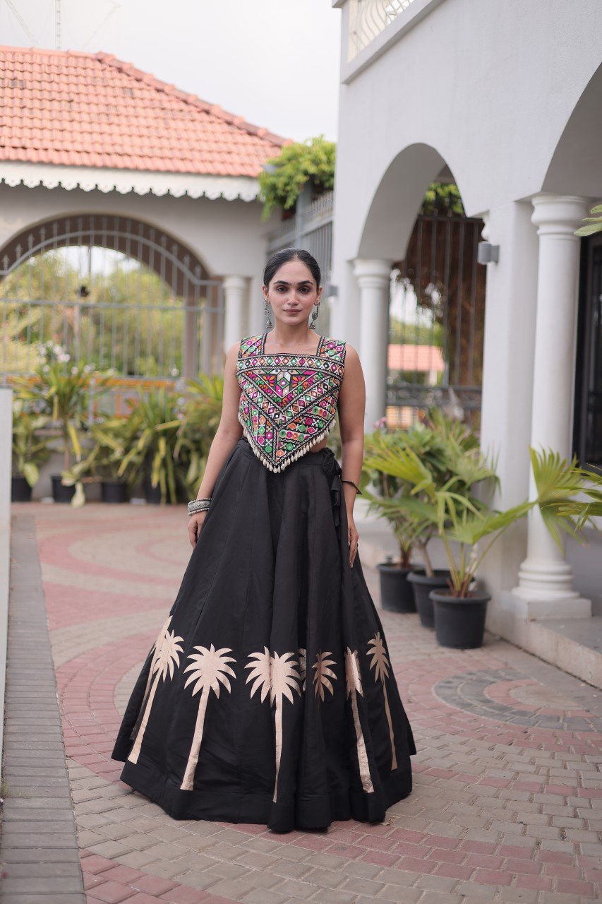 RangBhoomi Navratri Lehenga Choli Collection 2026 — Roman Fabric with Kutchi Embroidery