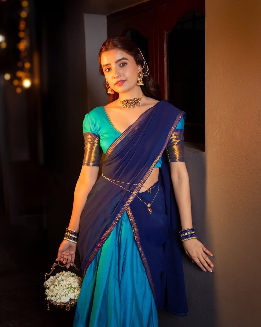 RangBhoomi Elegant Kanjivaram Silk Lehenga Set with Zari Weaving and Georgette Dupatta