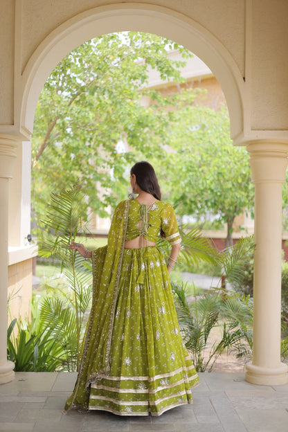 RangBhoomi Four-Color Faux Georgette Bandhej Lehenga Choli Set with Dupatta