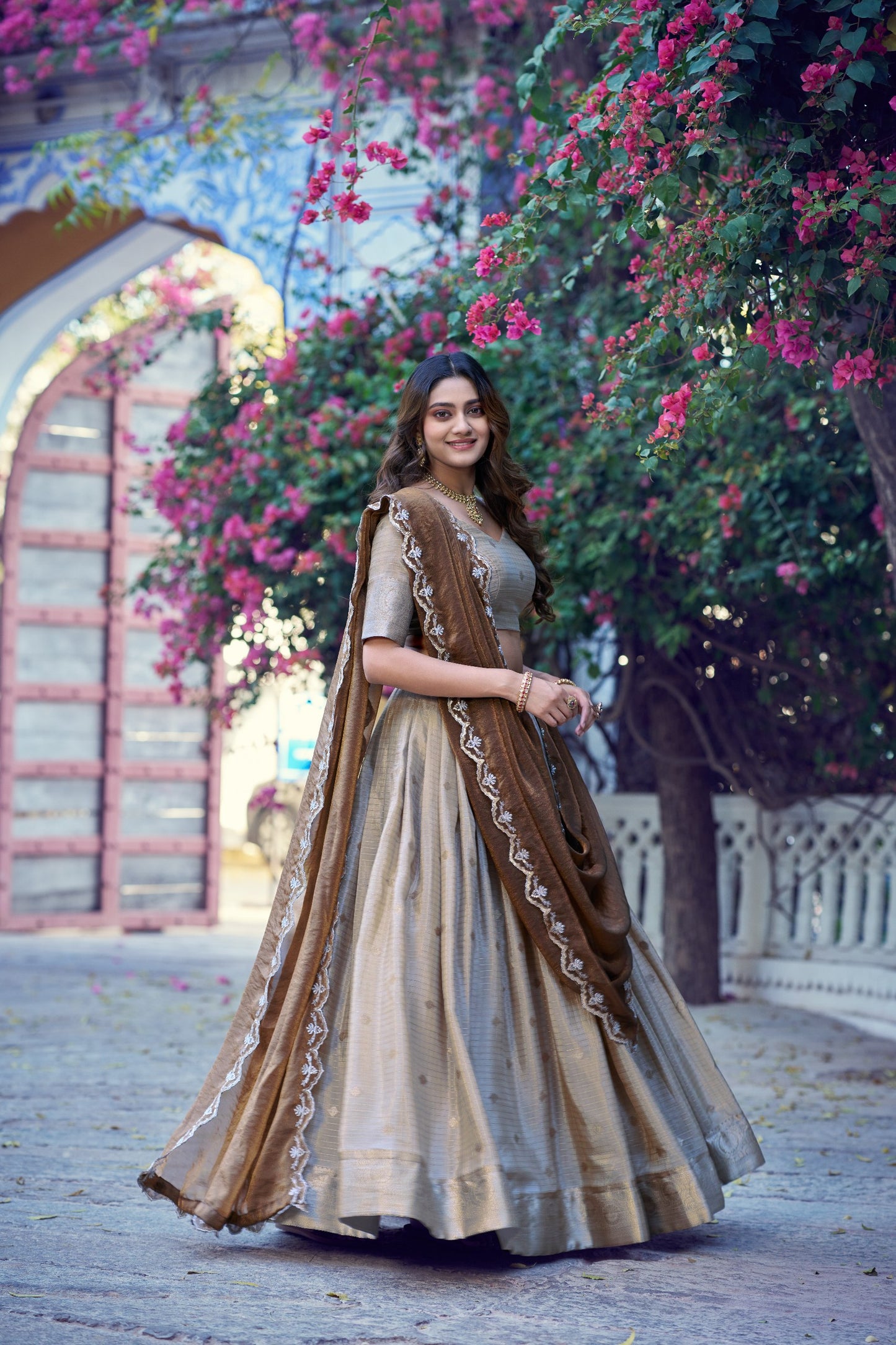 RangBhoomi Chinon Checks Langa Davani Lehenga Set