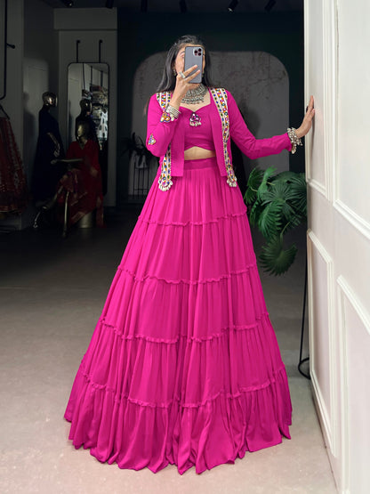 RangBhoomi Navratri Rajudi Lehenga Set with Gamthi & Mirror Detailing