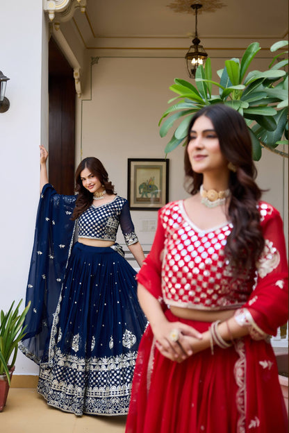 RangBhoomi Heavy Fox Georgette Embroidered Wedding Lehenga Choli Set