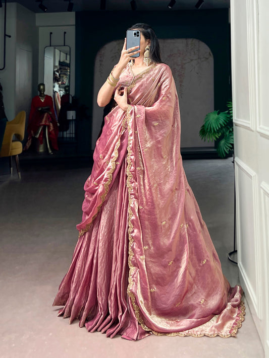 RangBhoomi Elegant Pastel Lehenga Collection with Gold Lace Detailing