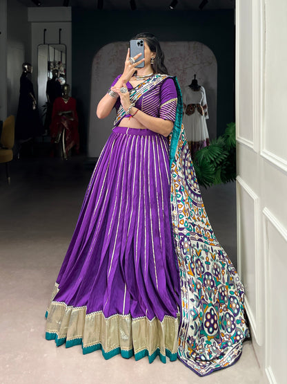 Chanderi Garba Choli with Zari-Embellished Tasar Silk Dupatta for an Elegant Festive Appearance