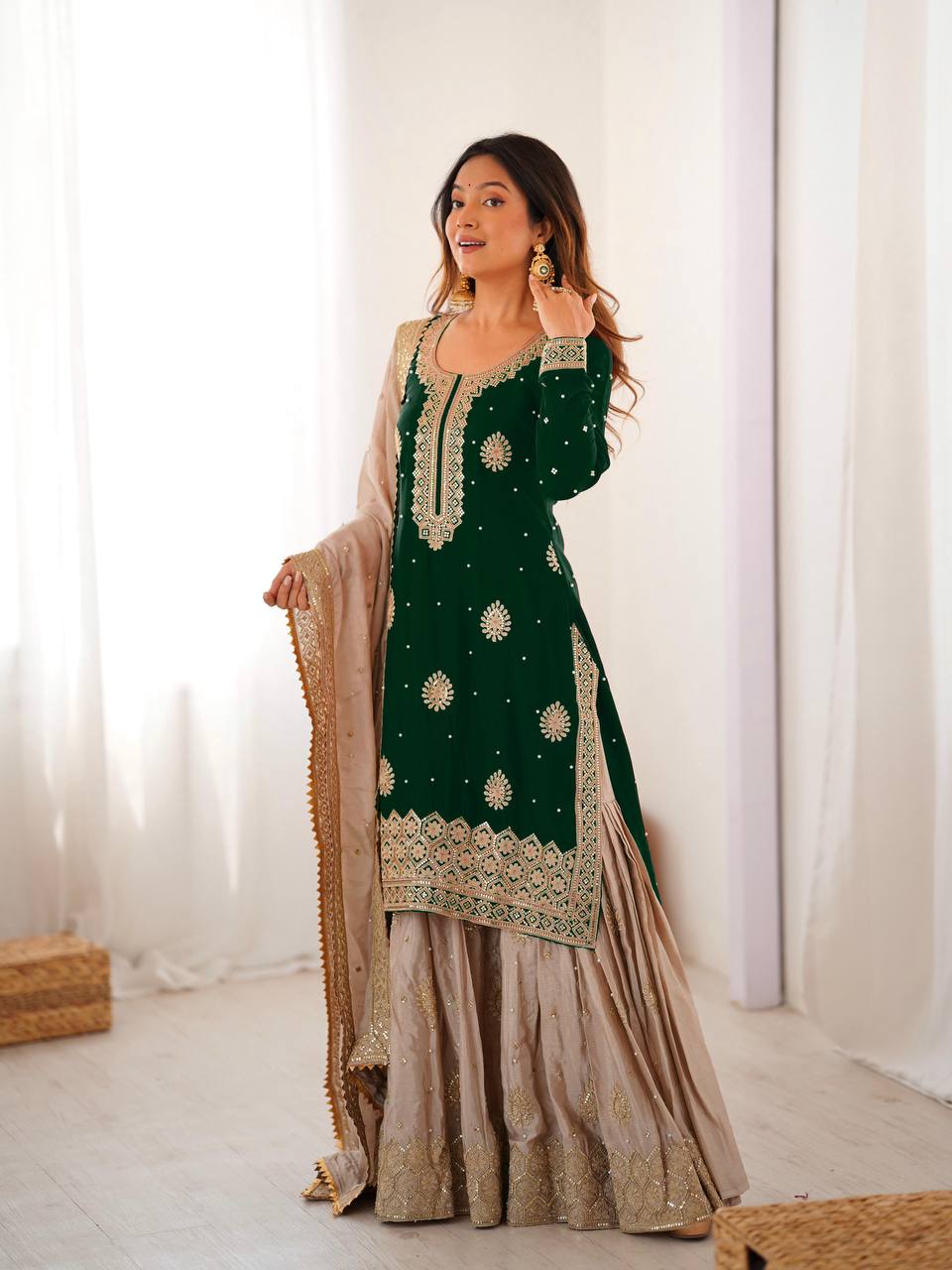 Introducing the New RangBhoomi SP Series: Elegant Chinon Silk Ensemble with Realistic Modeling